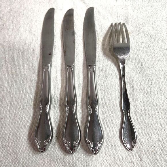 4pc Knives Fork Silverware Oneida Community Chatelaine Stainless Steel Flatware - Picture 4 of 5